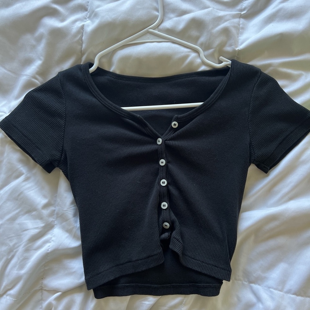 Brandy Melville black button down tee